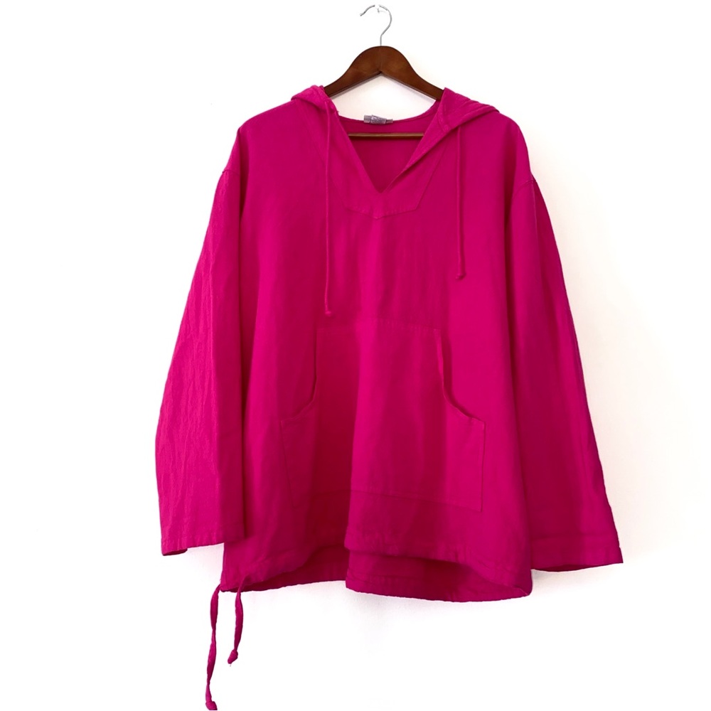 SoftSurroundings Hot Pink Poncho Sweater Cotton Lightweight XL - Picture 2 of 6